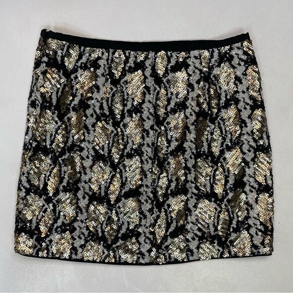 Guess Sequin Embellish Mini Skirt Women Small Multicolor Silver Gold Black - Picture 3 of 7